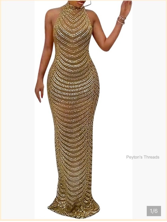 Dresses & Skirts - Gold Rhinestone Mesh Maxi Skirt